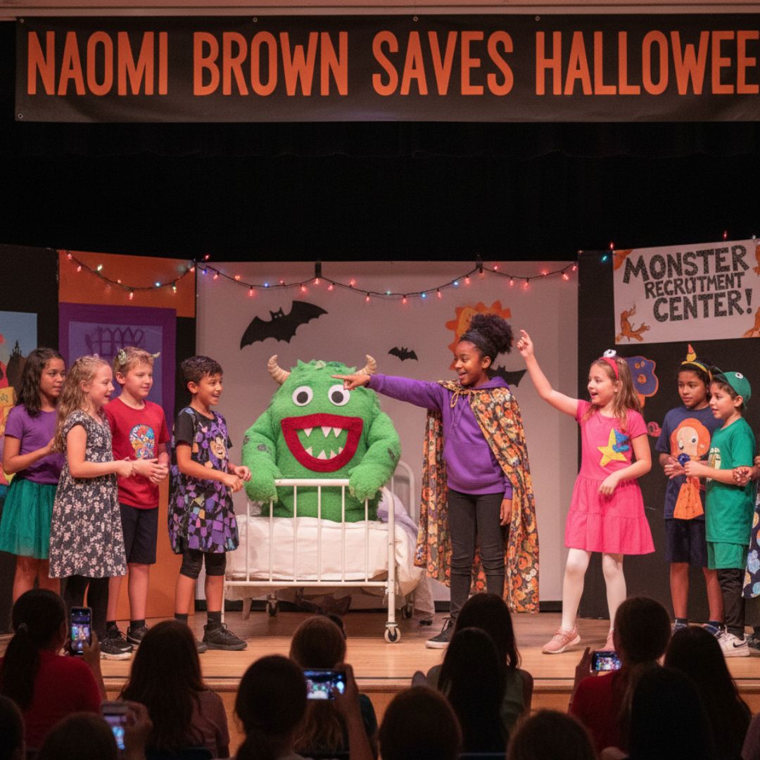 Young students performing a play